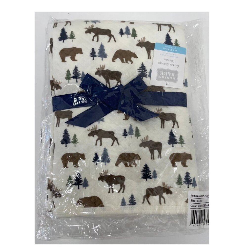 Hudson Baby Quilted Serenity Blanket Moose Bear 46x46